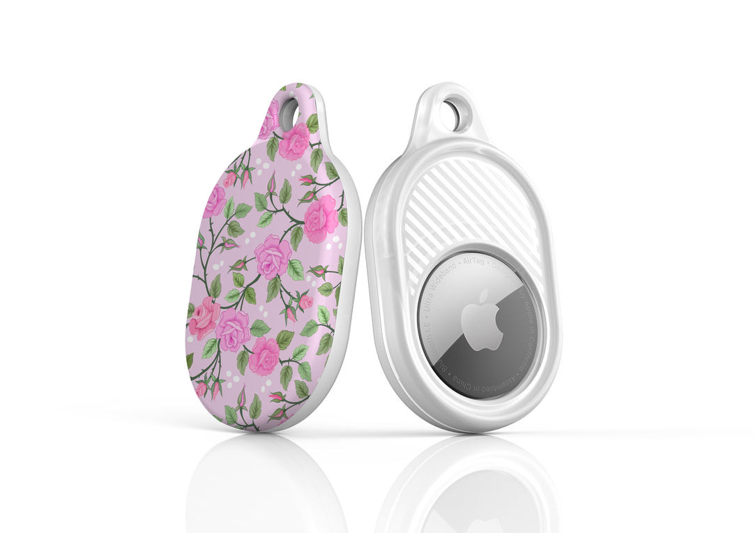 Stylish printed AirTag case with keyring, custom Apple AirTag cover for women, protective AirTag holder accessory