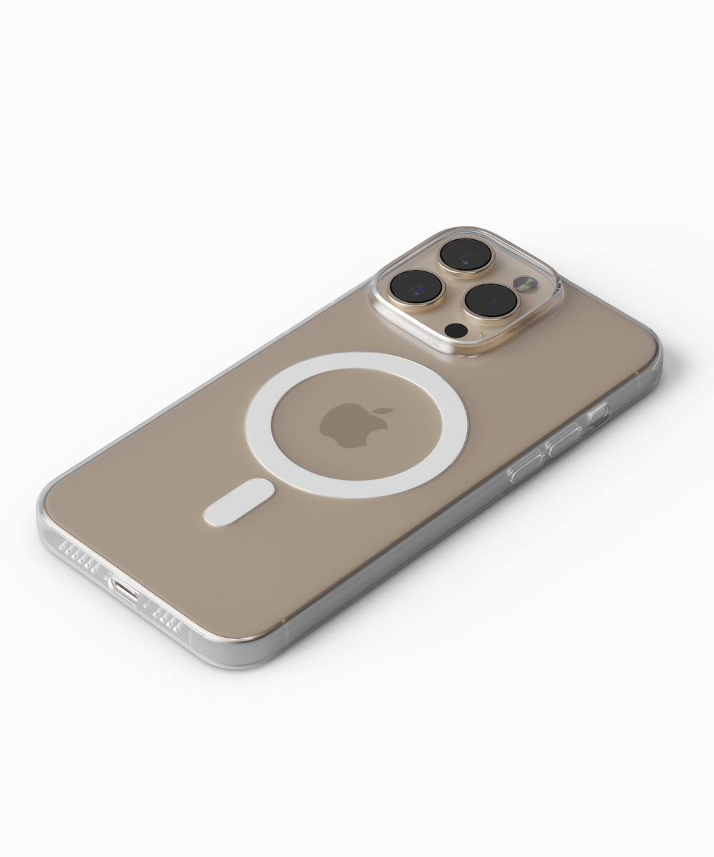 Clear MagSafe iPhone case compatible with iPhone 12, iPhone 13, iPhone 14, and iPhone 15 models, including iPhone 15 Pro and iPhone 15 Pro Max. This durable and sleek phone case offers MagSafe support for easy wireless charging. Perfect for those looking for a clear, protective case for iPhone 12, iPhone 13, iPhone 14, iPhone 16 Pro Max Case MagSafe Clear