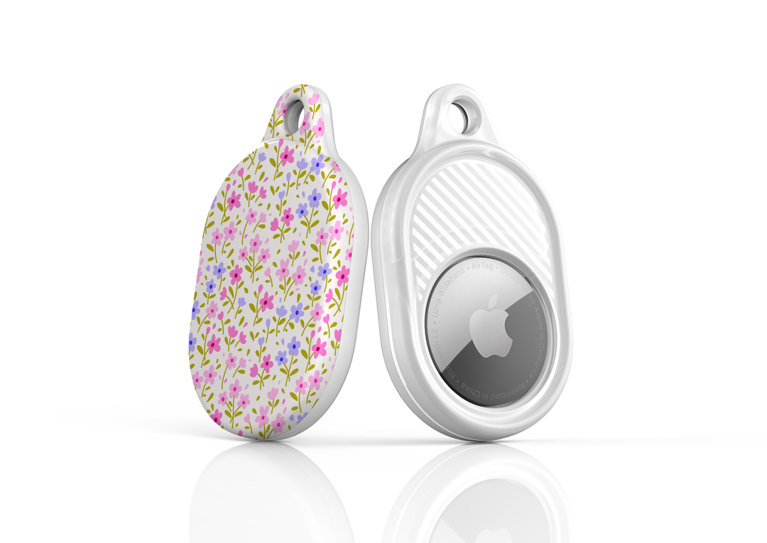 Stylish printed AirTag case with keyring, custom Apple AirTag cover for women, protective AirTag holder accessory