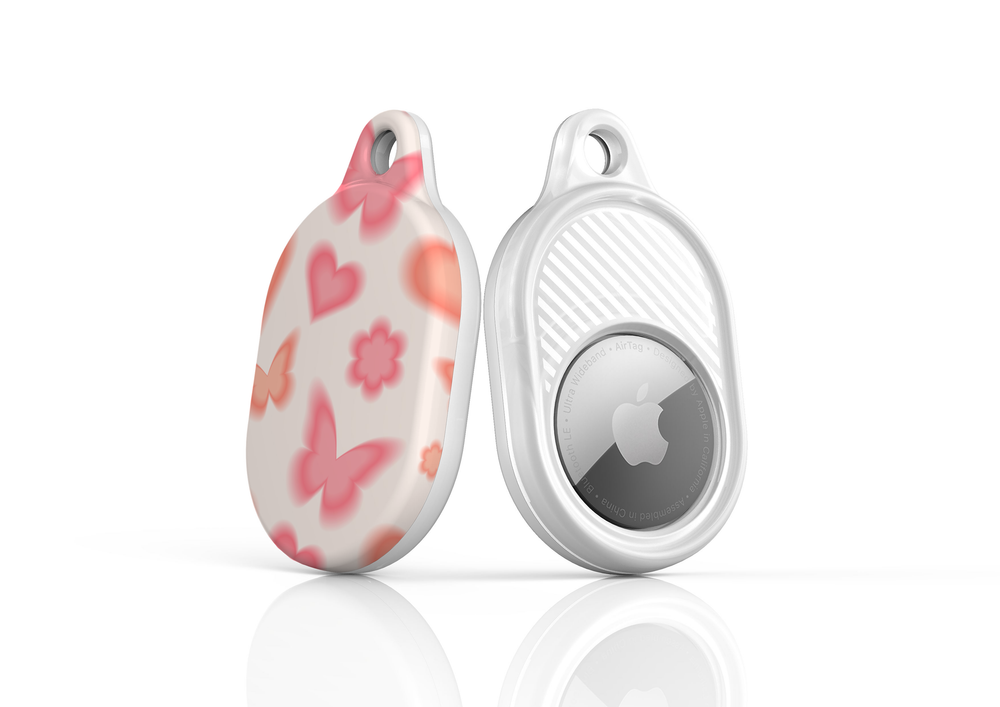 Stylish printed AirTag case with keyring, custom Apple AirTag cover for women, protective AirTag holder accessory