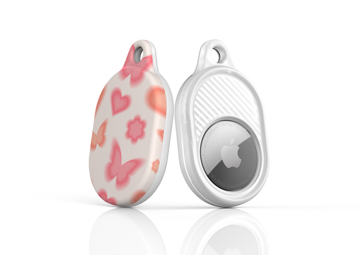 Stylish printed AirTag case with keyring, custom Apple AirTag cover for women, protective AirTag holder accessory