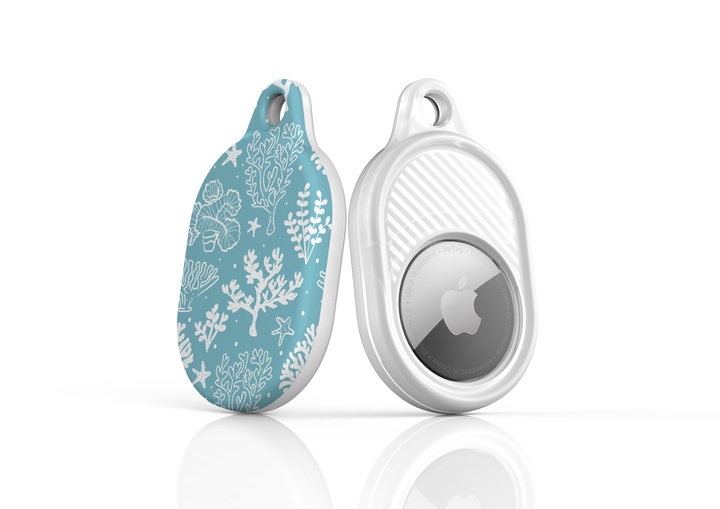 Stylish printed AirTag case with keyring, custom Apple AirTag cover for women, protective AirTag holder accessory