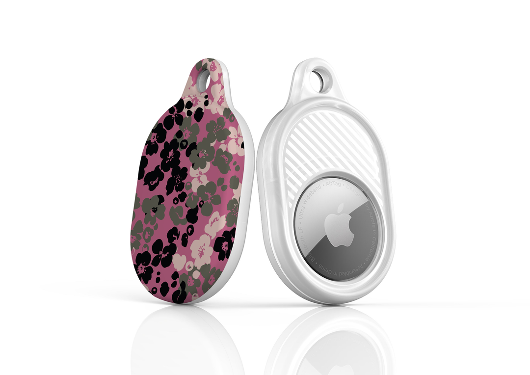 Stylish printed AirTag case with keyring, custom Apple AirTag cover for women, protective AirTag holder accessory