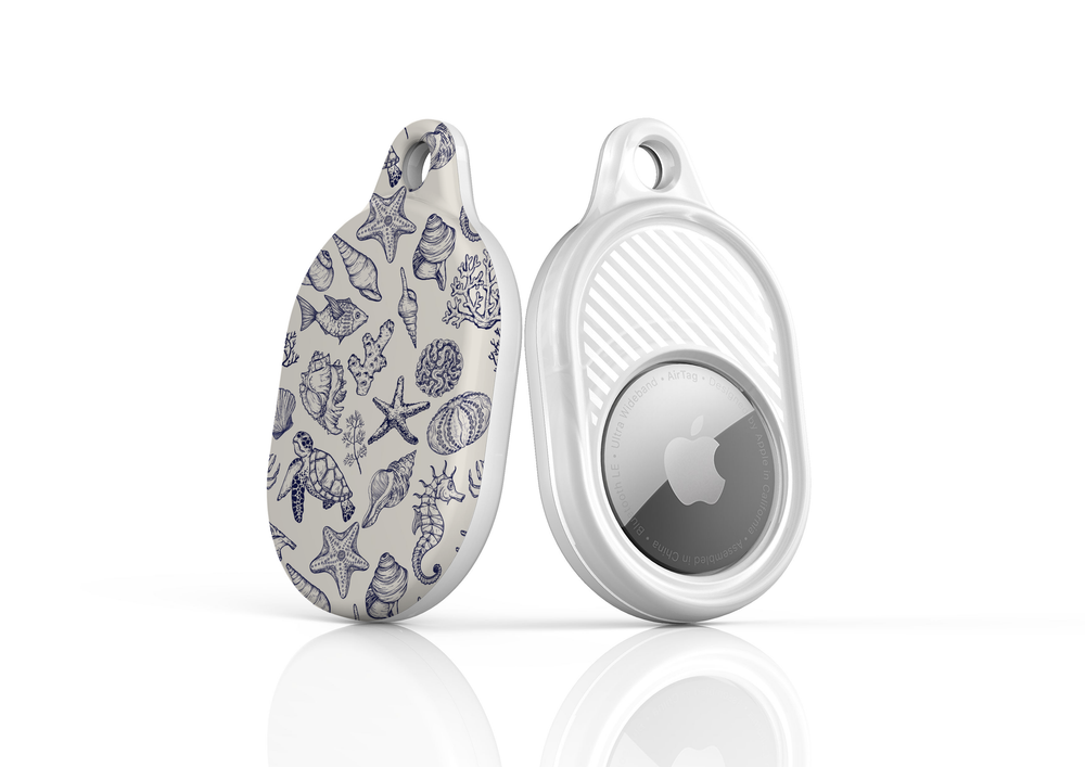 Stylish printed AirTag case with keyring, custom Apple AirTag cover for women, protective AirTag holder accessory