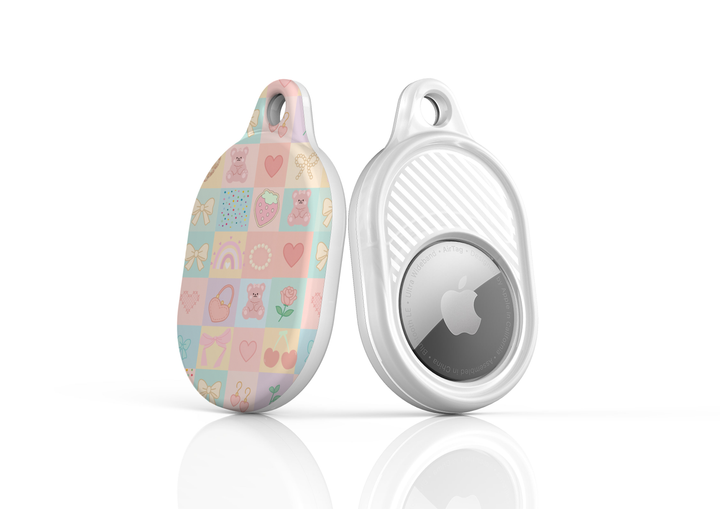 Stylish printed AirTag case with keyring, custom Apple AirTag cover for women, protective AirTag holder accessory