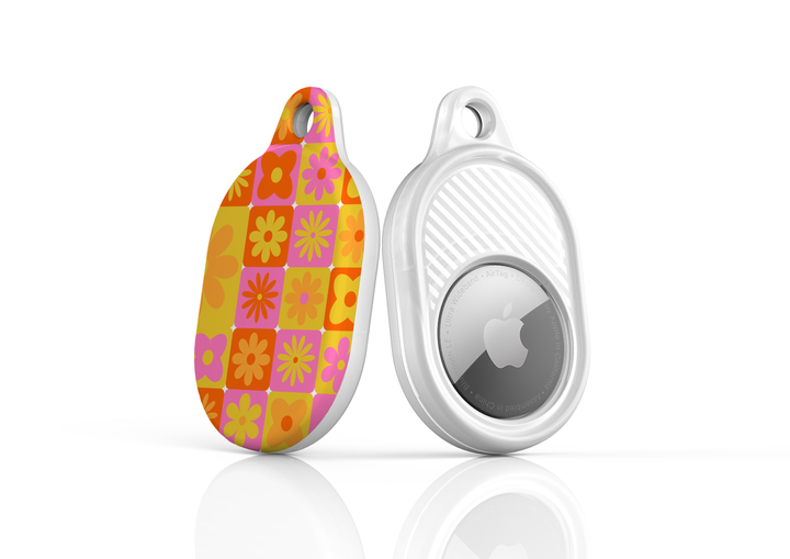 Stylish printed AirTag case with keyring, custom Apple AirTag cover for women, protective AirTag holder accessory