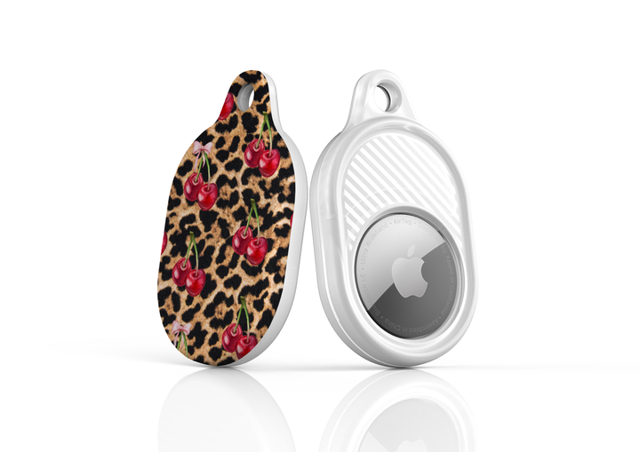 Stylish printed AirTag case with keyring, custom Apple AirTag cover for women, protective AirTag holder accessory