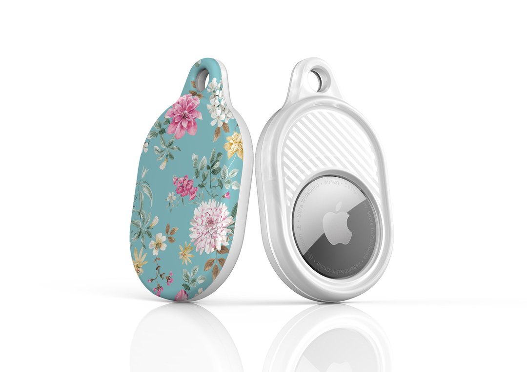 Stylish printed AirTag case with keyring, custom Apple AirTag cover for women, protective AirTag holder accessory