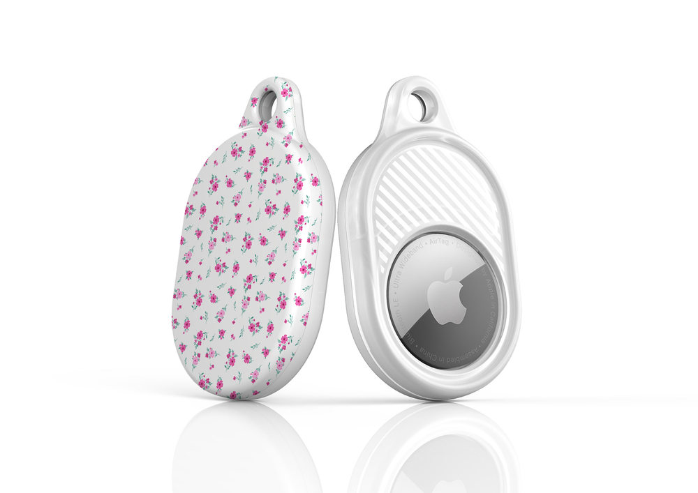 Stylish printed AirTag case with keyring, custom Apple AirTag cover for women, protective AirTag holder accessory