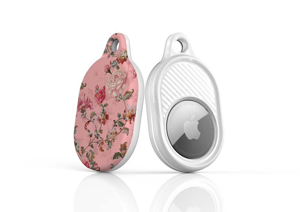 Stylish printed AirTag case with keyring, custom Apple AirTag cover for women, protective AirTag holder accessory