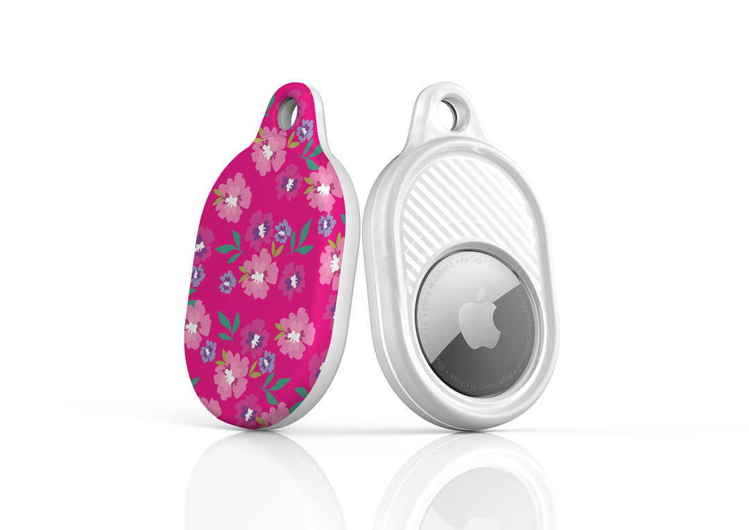 Stylish printed AirTag case with keyring, custom Apple AirTag cover for women, protective AirTag holder accessory