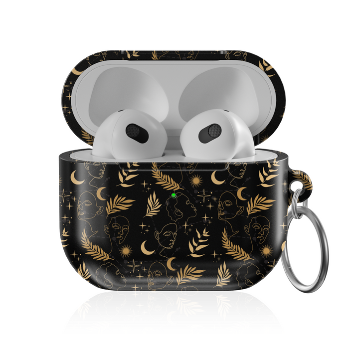 Abstract Gold Line Art AirPods Case – Black and Gold Protective Cover Compatible with AirPods Pro, Pro 2, and AirPods 3