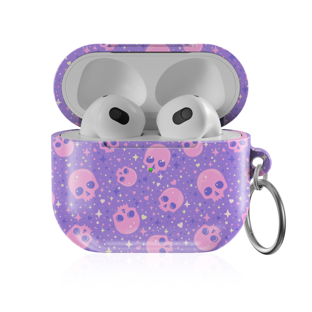 Pastel Skull AirPods Case – Purple and Pink Cute Goth Halloween Protective Cover for AirPods Pro, Pro 2, and AirPods 3