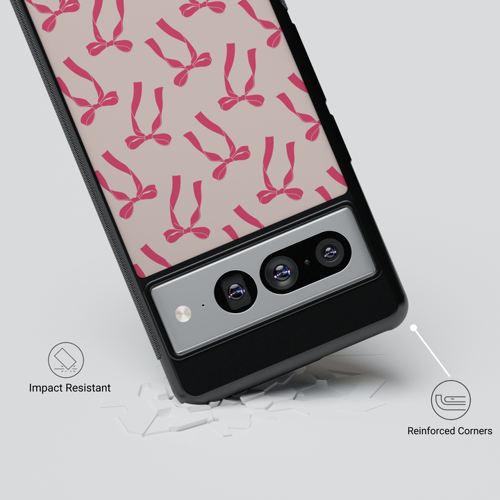 Pink Bow Aesthetic Google Pixel Case - Compatible with Pixel 9 Pro XL, Pixel 9, Pixel 9 Pro, Pixel 8 Pro, Pixel 8a, and Pixel 8 - Coquette Ribbon Design