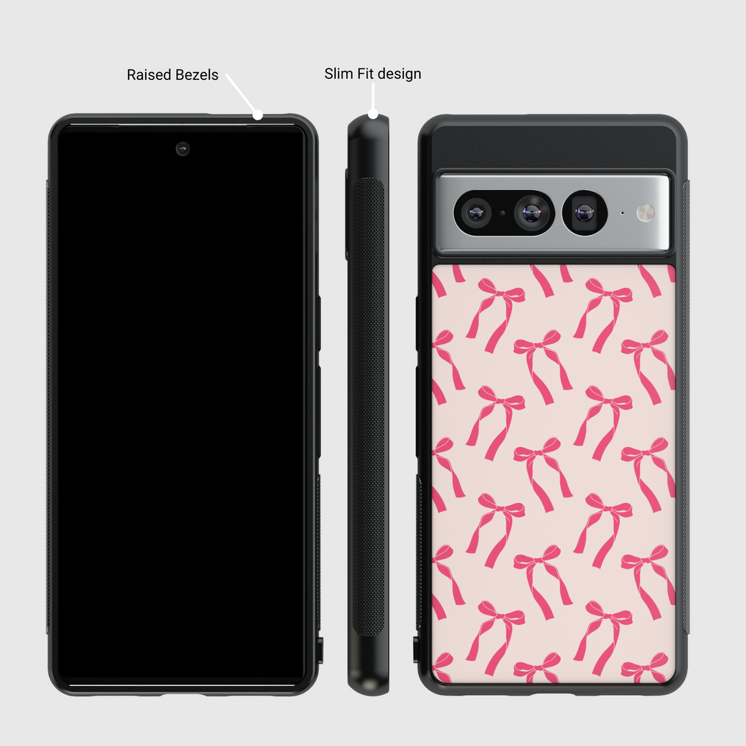 Pink Bow Aesthetic Google Pixel Case - Compatible with Pixel 9 Pro XL, Pixel 9, Pixel 9 Pro, Pixel 8 Pro, Pixel 8a, and Pixel 8 - Coquette Ribbon Design