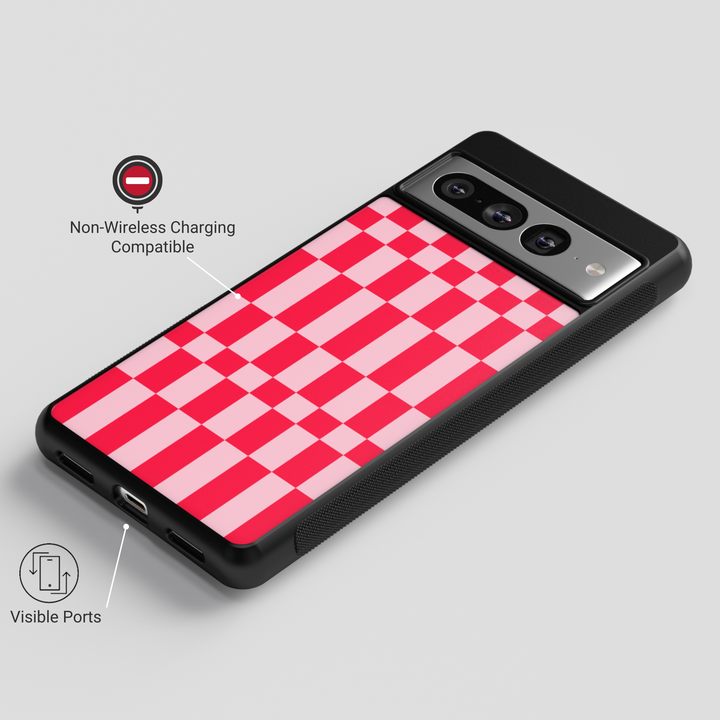 Red & Pink Checkered Google Pixel Case - Compatible with Pixel 9 Pro XL, Pixel 9, Pixel 9 Pro, Pixel 8 Pro, Pixel 8a, and Pixel 8 - Retro Aesthetic Protective Cover