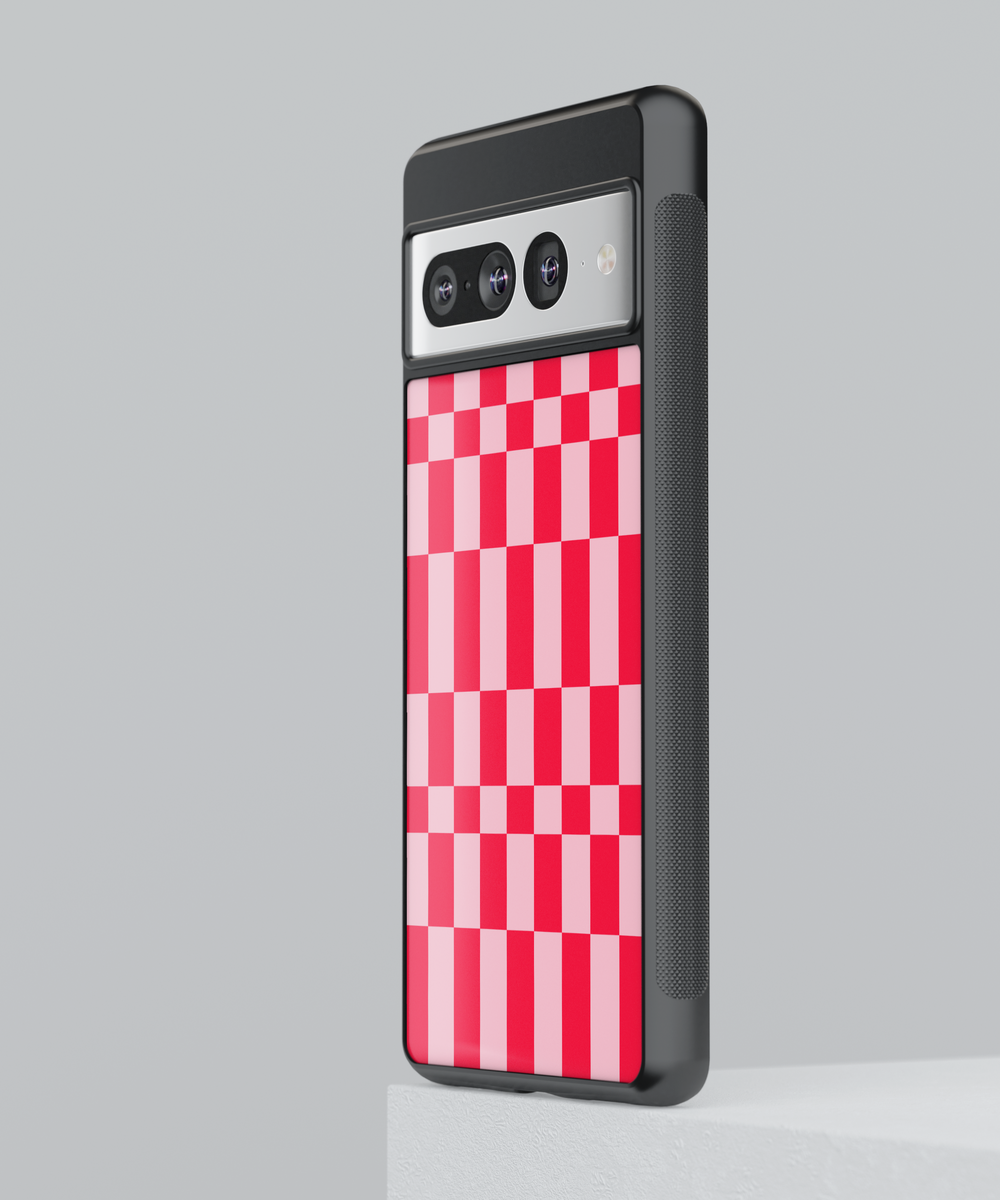 Red & Pink Checkered Google Pixel Case - Compatible with Pixel 9 Pro XL, Pixel 9, Pixel 9 Pro, Pixel 8 Pro, Pixel 8a, and Pixel 8 - Retro Aesthetic Protective Cover