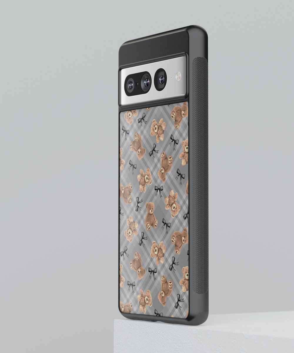 Teddy Bear Plaid Google Pixel Case - Compatible with Pixel 9 Pro XL, Pixel 9, Pixel 9 Pro, Pixel 8 Pro, Pixel 8a, and Pixel 8 - Cute Aesthetic Protective Cover