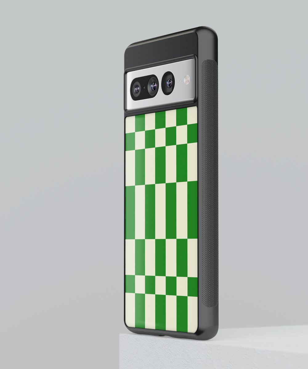 Green Checkerboard Google Pixel Case - Compatible with Pixel 9 Pro XL, Pixel 9, Pixel 9 Pro, Pixel 8 Pro, Pixel 8a, and Pixel 8 - Trendy Aesthetic Protective Cover