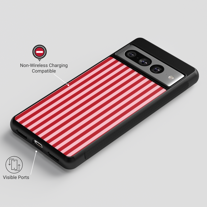Red Striped Google Pixel Case - Compatible with Pixel 9 Pro XL, Pixel 9, Pixel 9 Pro, Pixel 8 Pro, Pixel 8a, and Pixel 8 - Classic Bold Aesthetic Protective Cover