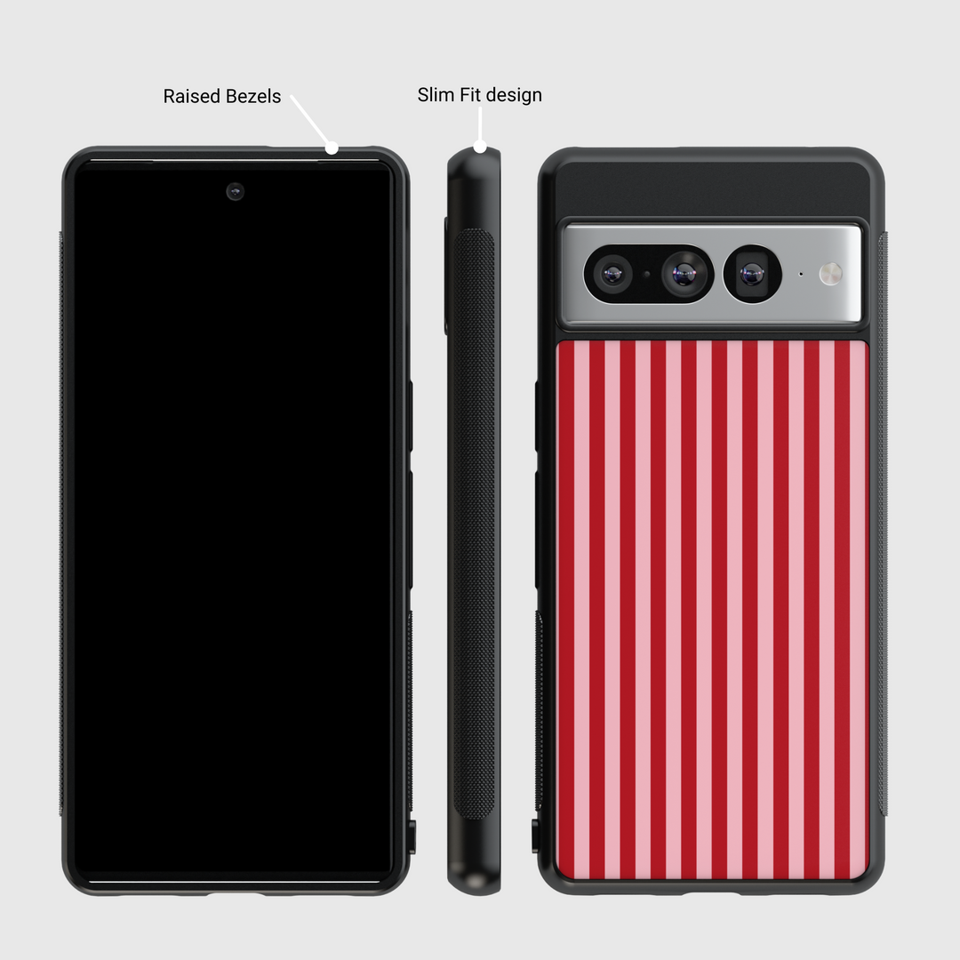 Red Striped Google Pixel Case - Compatible with Pixel 9 Pro XL, Pixel 9, Pixel 9 Pro, Pixel 8 Pro, Pixel 8a, and Pixel 8 - Classic Bold Aesthetic Protective Cover