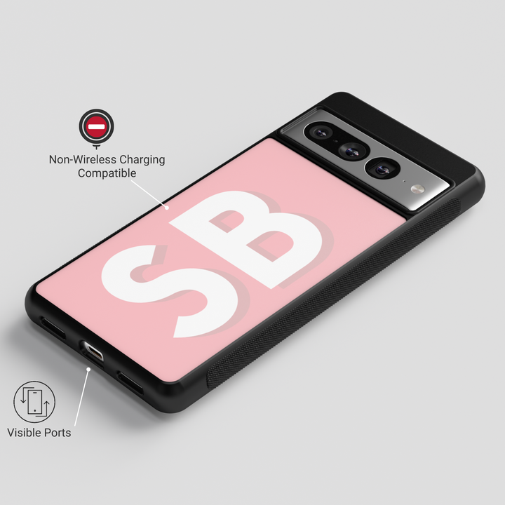 Personalized Initials Google Pixel Case - Custom Monogram Design for Pixel 9 Pro XL, Pixel 9, Pixel 9 Pro, Pixel 8 Pro, Pixel 8a, Pixel 8 - Aesthetic Minimalist Soft Pink