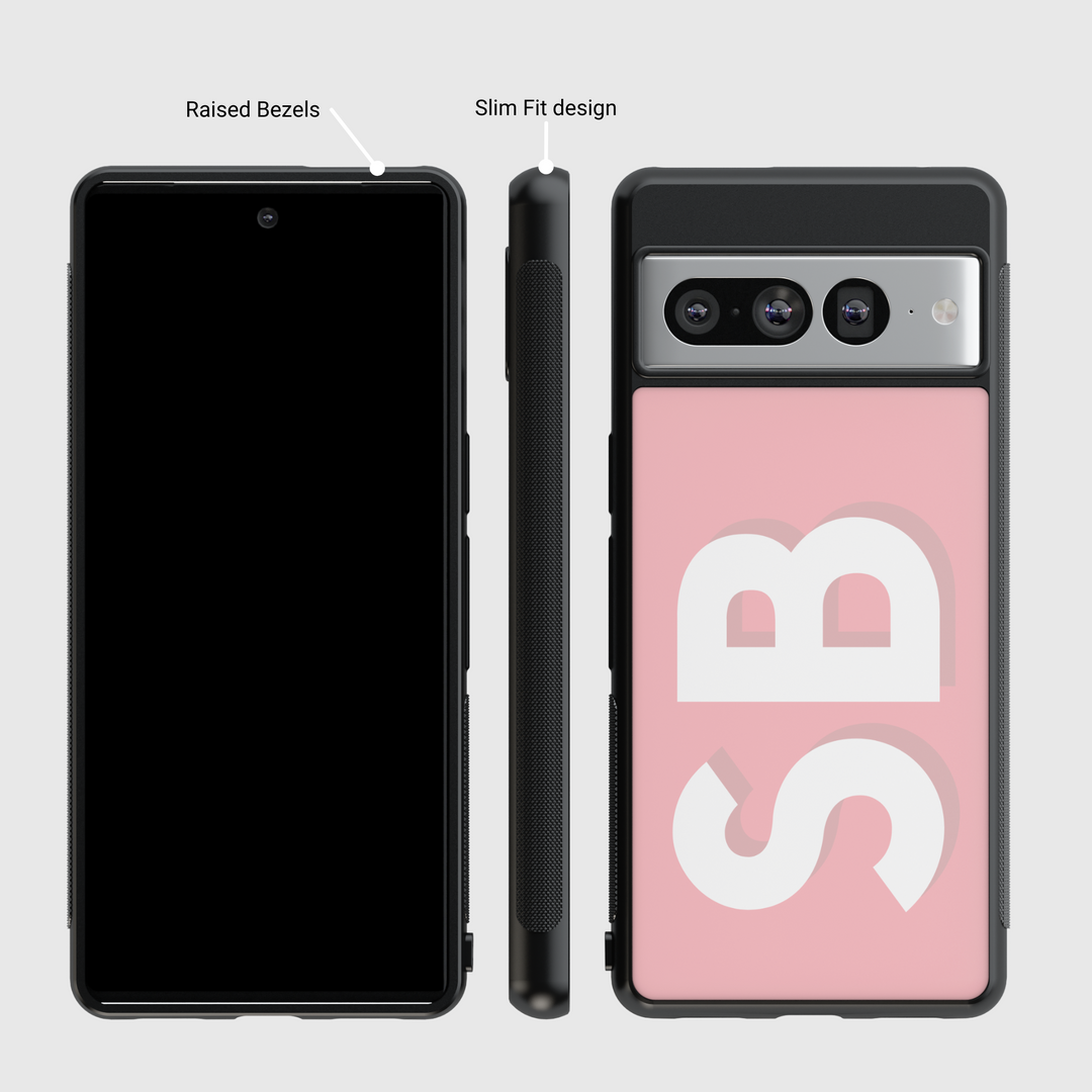 Personalized Initials Google Pixel Case - Custom Monogram Design for Pixel 9 Pro XL, Pixel 9, Pixel 9 Pro, Pixel 8 Pro, Pixel 8a, Pixel 8 - Aesthetic Minimalist Soft Pink