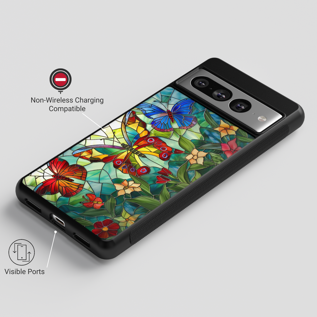 Stained Glass Butterfly Google Pixel Case - Vibrant Nature-Inspired Design for Pixel 9 Pro XL, Pixel 9, Pixel 9 Pro, Pixel 8 Pro, Pixel 8a, Pixel 8