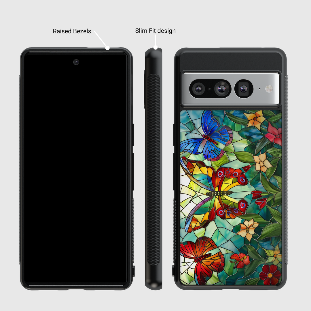 Stained Glass Butterfly Google Pixel Case - Vibrant Nature-Inspired Design for Pixel 9 Pro XL, Pixel 9, Pixel 9 Pro, Pixel 8 Pro, Pixel 8a, Pixel 8
