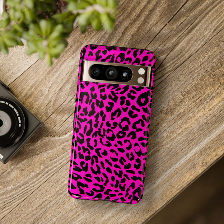 Hot pink and black leopard print Google Pixel case – protective and stylish phone cover for Pixel 8, Pixel 8 Pro, and Pixel 9 Pro XL