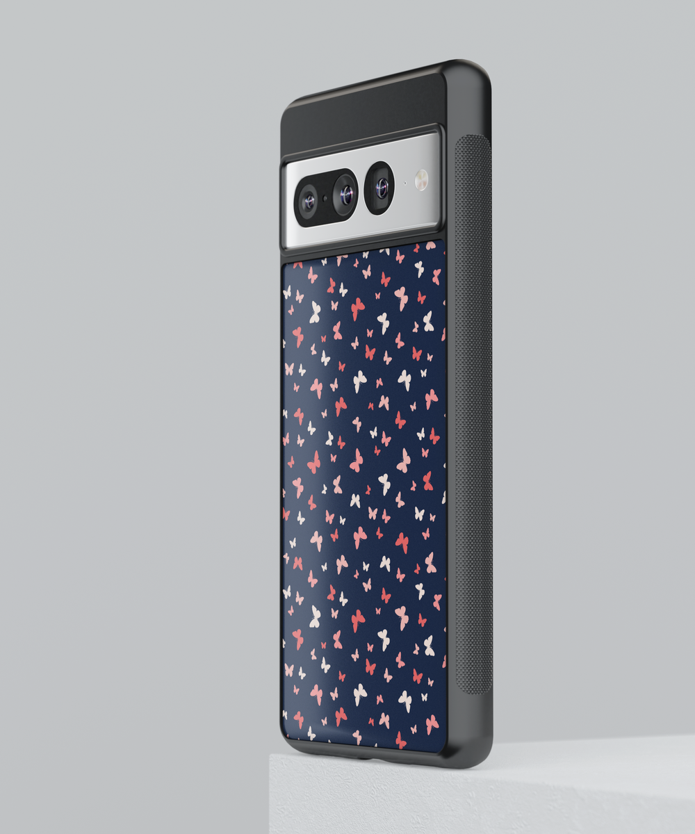 Navy Blue Butterfly Google Pixel Case - Compatible with Pixel 9 Pro XL, Pixel 9, Pixel 9 Pro, Pixel 8 Pro, Pixel 8a, and Pixel 8 - Elegant Minimalist Butterfly Pattern
