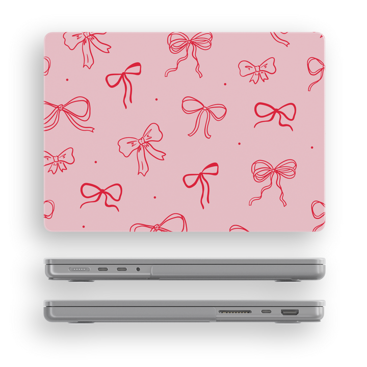Pink bow MacBook case for Air 13, Air 15, Pro 13, Pro 14, Pro 16, Retina 15, MacBook 11 cover, 2020–2022 laptop skin for women