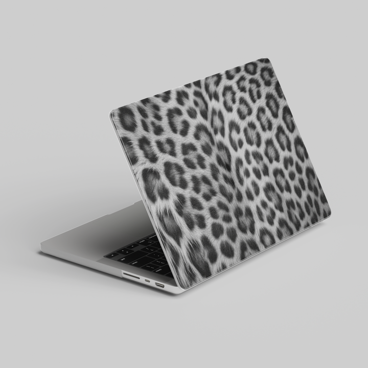Snow Panther leopard print MacBook case for MacBook Air 13, MacBook Pro 16, MacBook Retina 15, and more. Stylish laptop skin for Apple laptops.