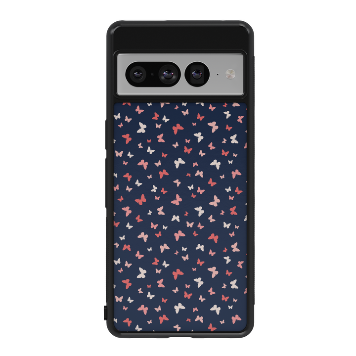 Navy Blue Butterfly Google Pixel Case - Compatible with Pixel 9 Pro XL, Pixel 9, Pixel 9 Pro, Pixel 8 Pro, Pixel 8a, and Pixel 8 - Elegant Minimalist Butterfly Pattern