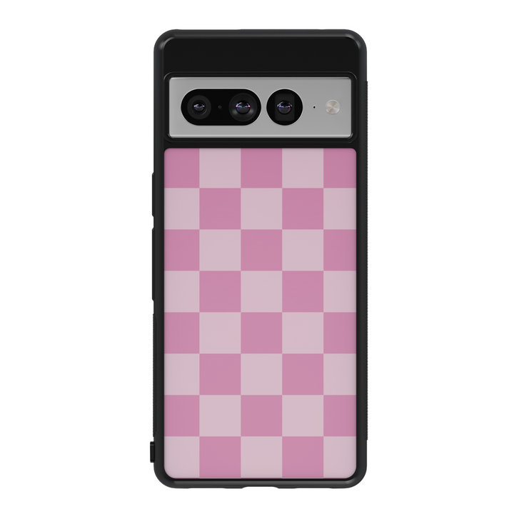 Light Pink Checkered Google Pixel Case - Compatible with Pixel 9 Pro XL, Pixel 9, Pixel 9 Pro, Pixel 8 Pro, Pixel 8a, and Pixel 8 - Aesthetic Pastel Grid Pattern