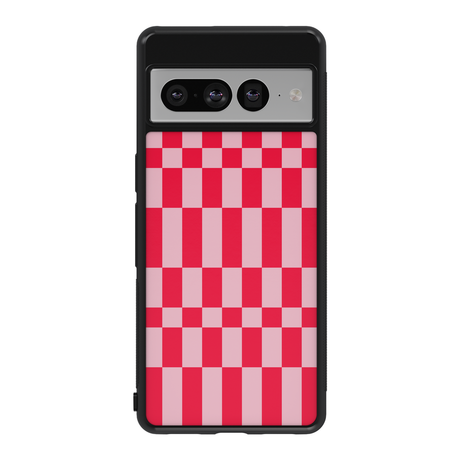 Red & Pink Checkered Google Pixel Case - Compatible with Pixel 9 Pro XL, Pixel 9, Pixel 9 Pro, Pixel 8 Pro, Pixel 8a, and Pixel 8 - Retro Aesthetic Protective Cover