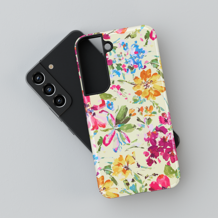 Watercolor floral Samsung galaxy case with colorful wildflowers for Galaxy S25, S24 Ultra, S23, S22 compatible – vibrant summer flower phone cover