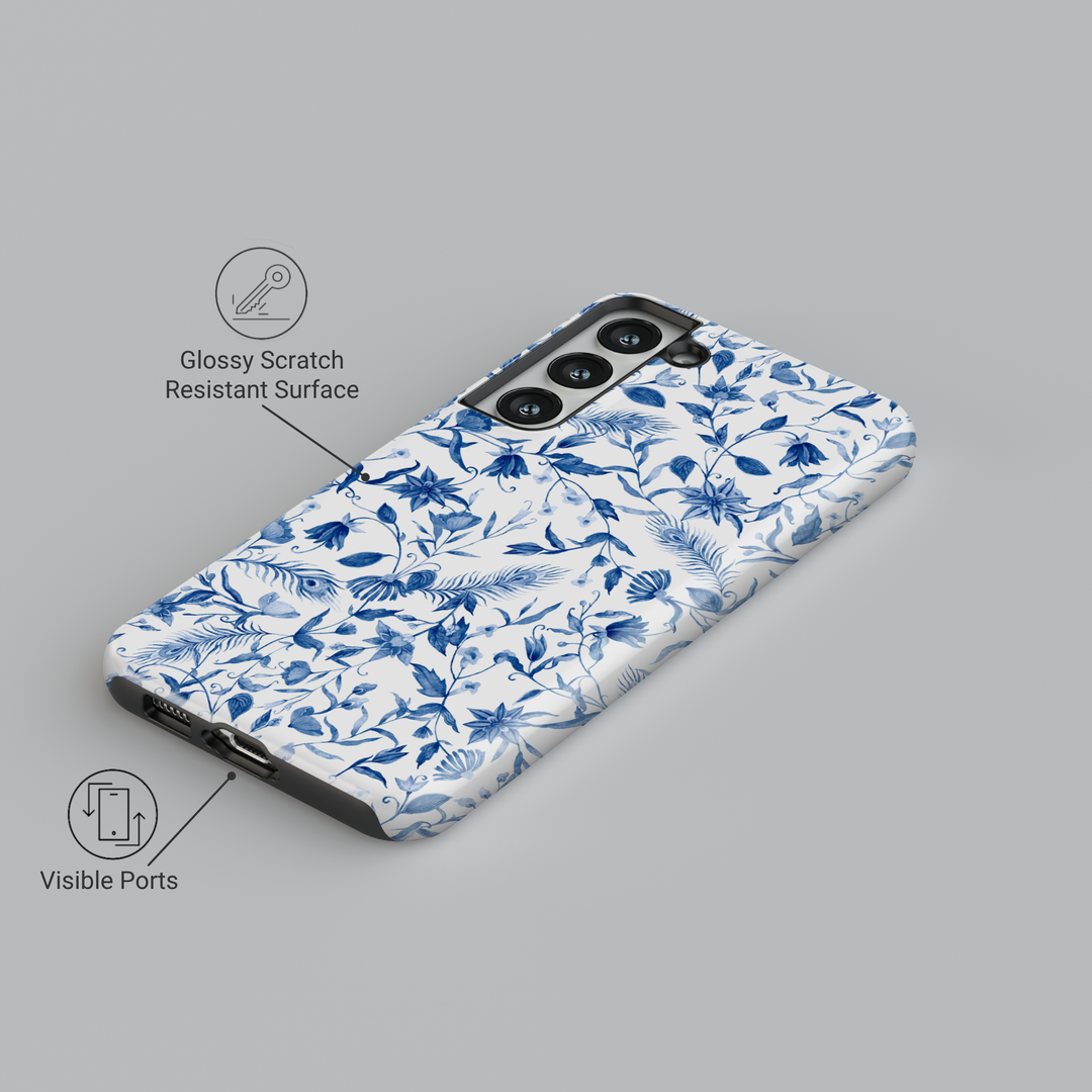 blue floral Phone case, toile print Galaxy S25 floral case, vintage floral Galaxy S24 case, botanical phone case for Samsung, blue and white iPhone cover, French toile Galaxy S24fe case, elegant floral protective case, aesthetic botanical Galaxy S23 case, chic floral Galaxy S25 Ultra case for women