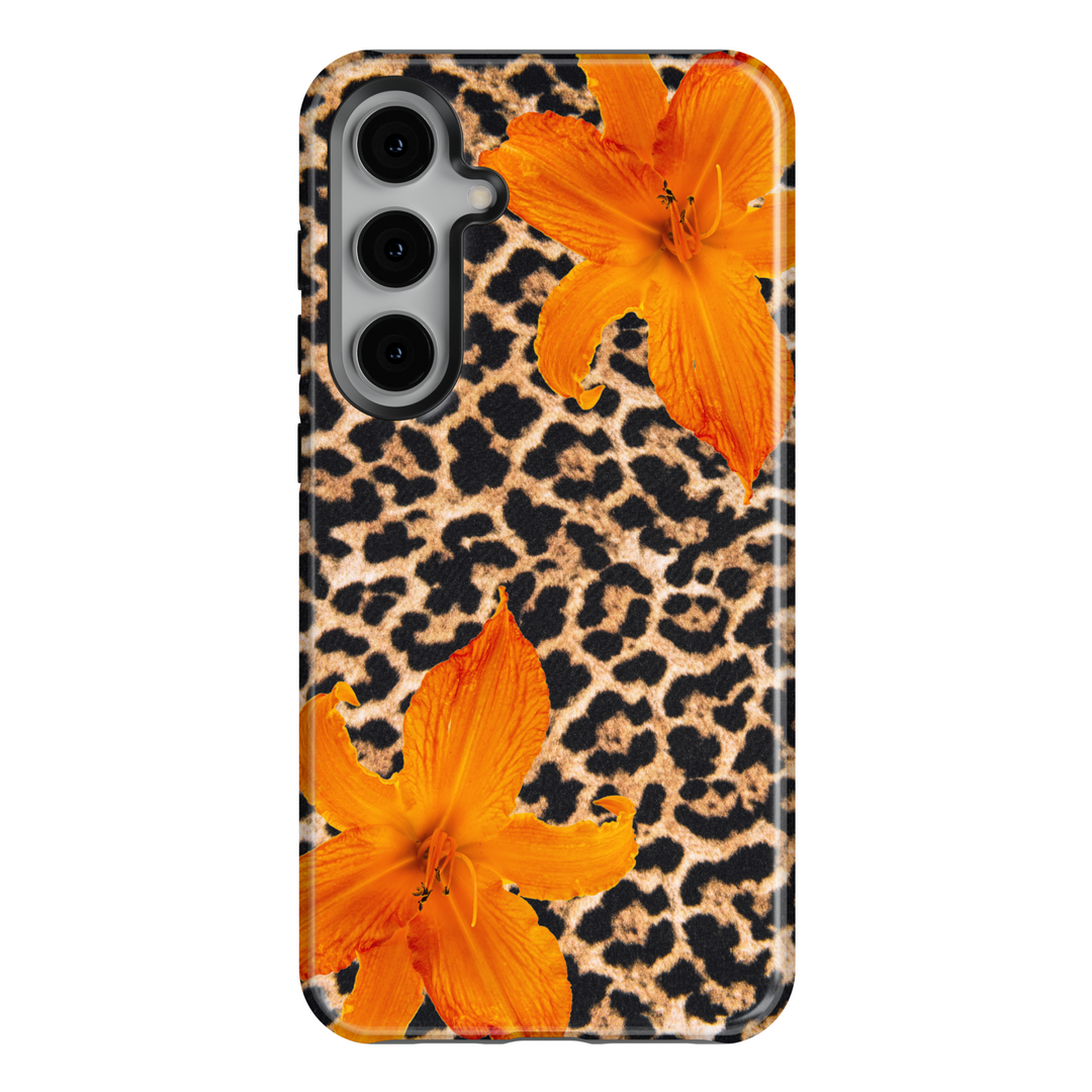 leopard print and tropical flower design – protective wild aesthetic case