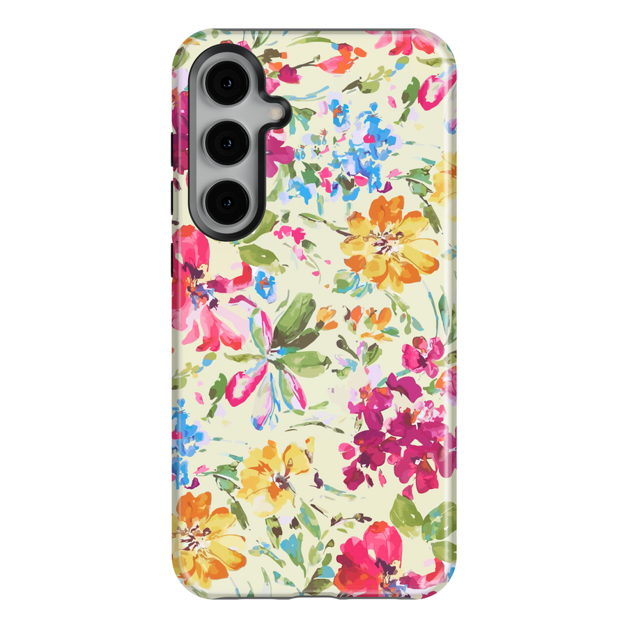 Watercolor floral Samsung galaxy case with colorful wildflowers for Galaxy S25, S24 Ultra, S23, S22 compatible – vibrant summer flower phone cover