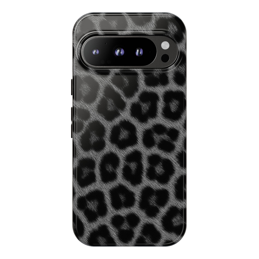 Black leopard print Google Pixel case – tough and stylish animal print phone cover for Pixel 8, Pixel 8 Pro, and Pixel 9 Pro XL