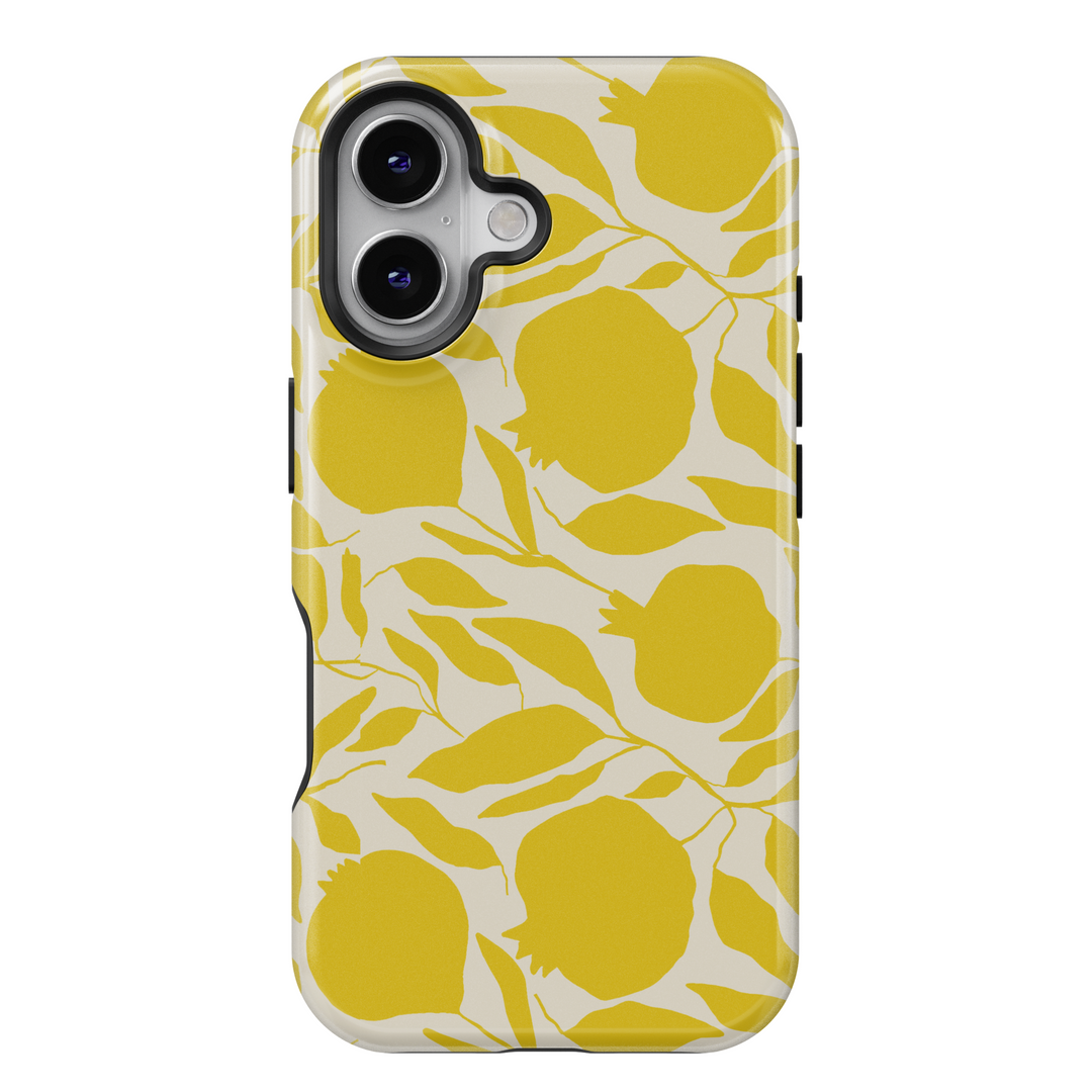 Island summer fruit iPhone case – Yellow tropical pomegranate pattern phone cover – Aesthetic cute case for iPhone 15 14 13 12 SE
