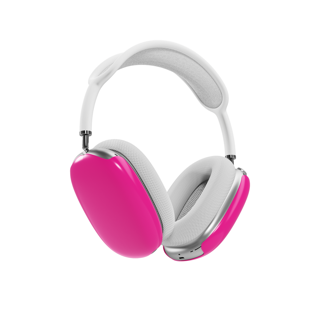 Solid hot pink AirPods Max cover, minimalist and vibrant headphone skin for Apple AirPods Max, bold aesthetic tech accessory.