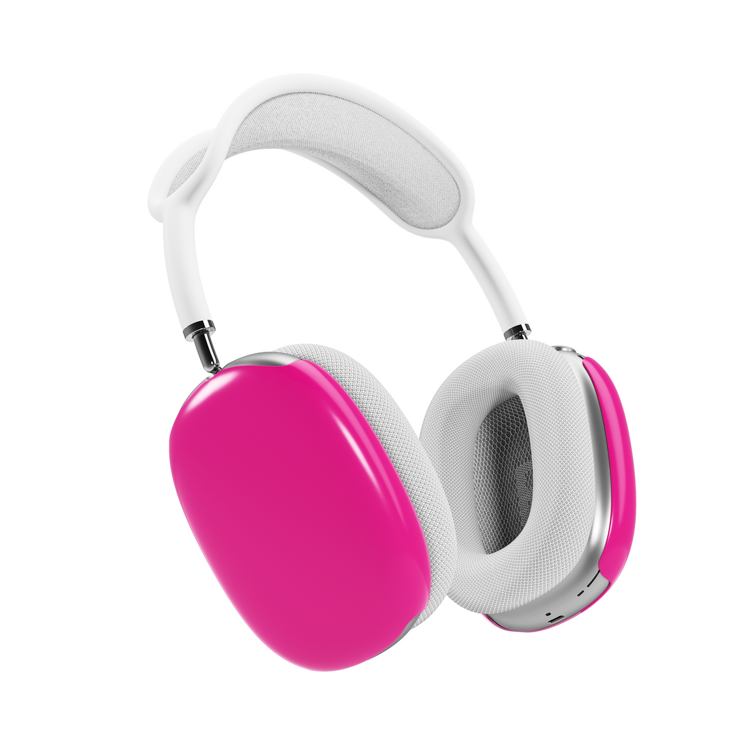 Solid hot pink AirPods Max cover, minimalist and vibrant headphone skin for Apple AirPods Max, bold aesthetic tech accessory.