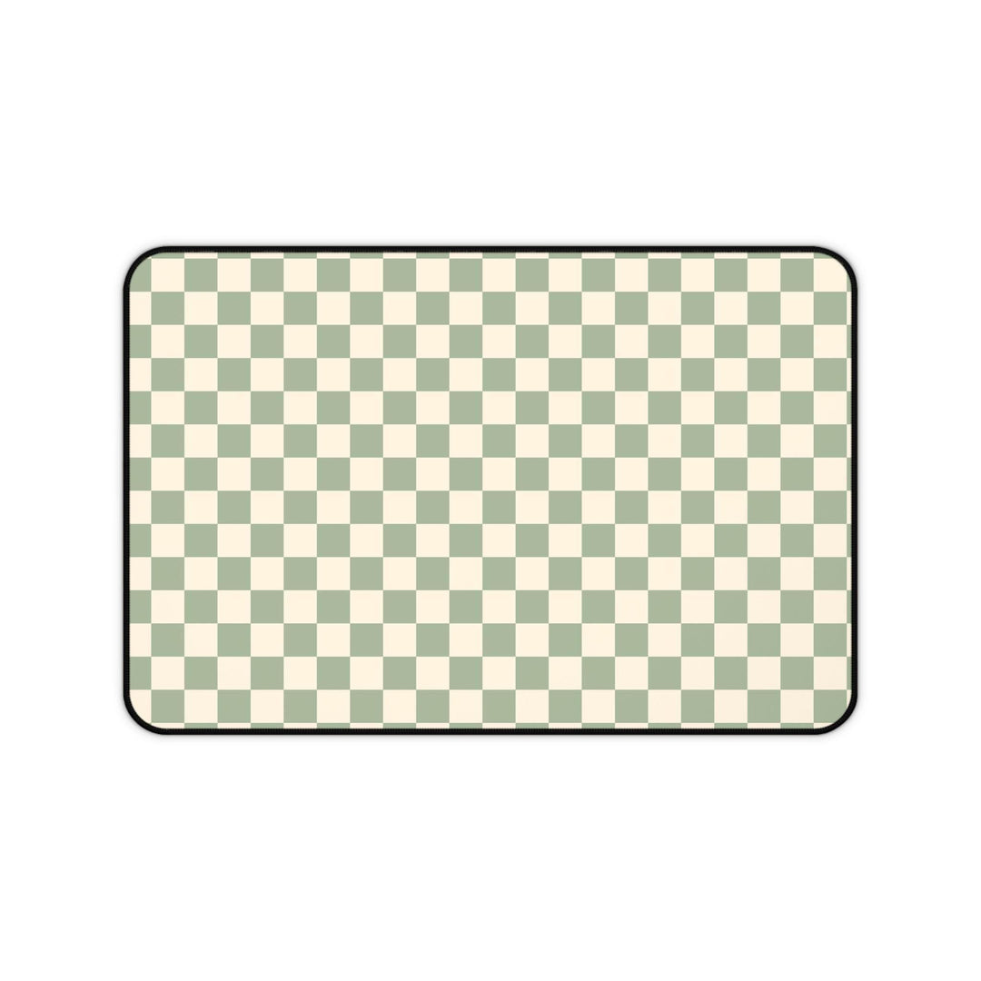 sage desk mat, green desk pad, checkered mat, office decor, home office mat, desk accessory, eco-friendly mat, geometric mat, desk mat green, pattern desk pad, work from home, minimal desk mat, trendy desk mat