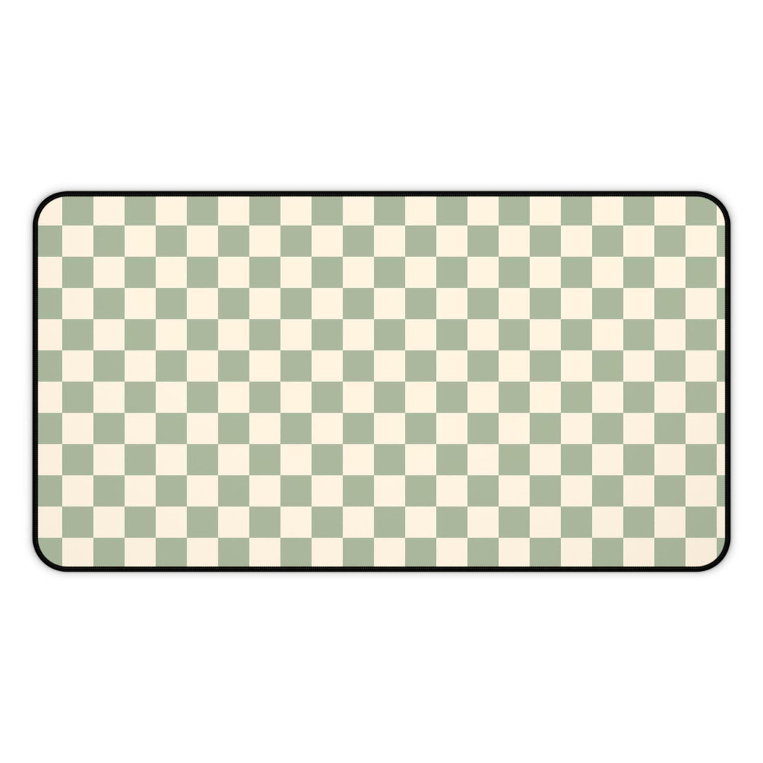 sage desk mat, green desk pad, checkered mat, office decor, home office mat, desk accessory, eco-friendly mat, geometric mat, desk mat green, pattern desk pad, work from home, minimal desk mat, trendy desk mat
