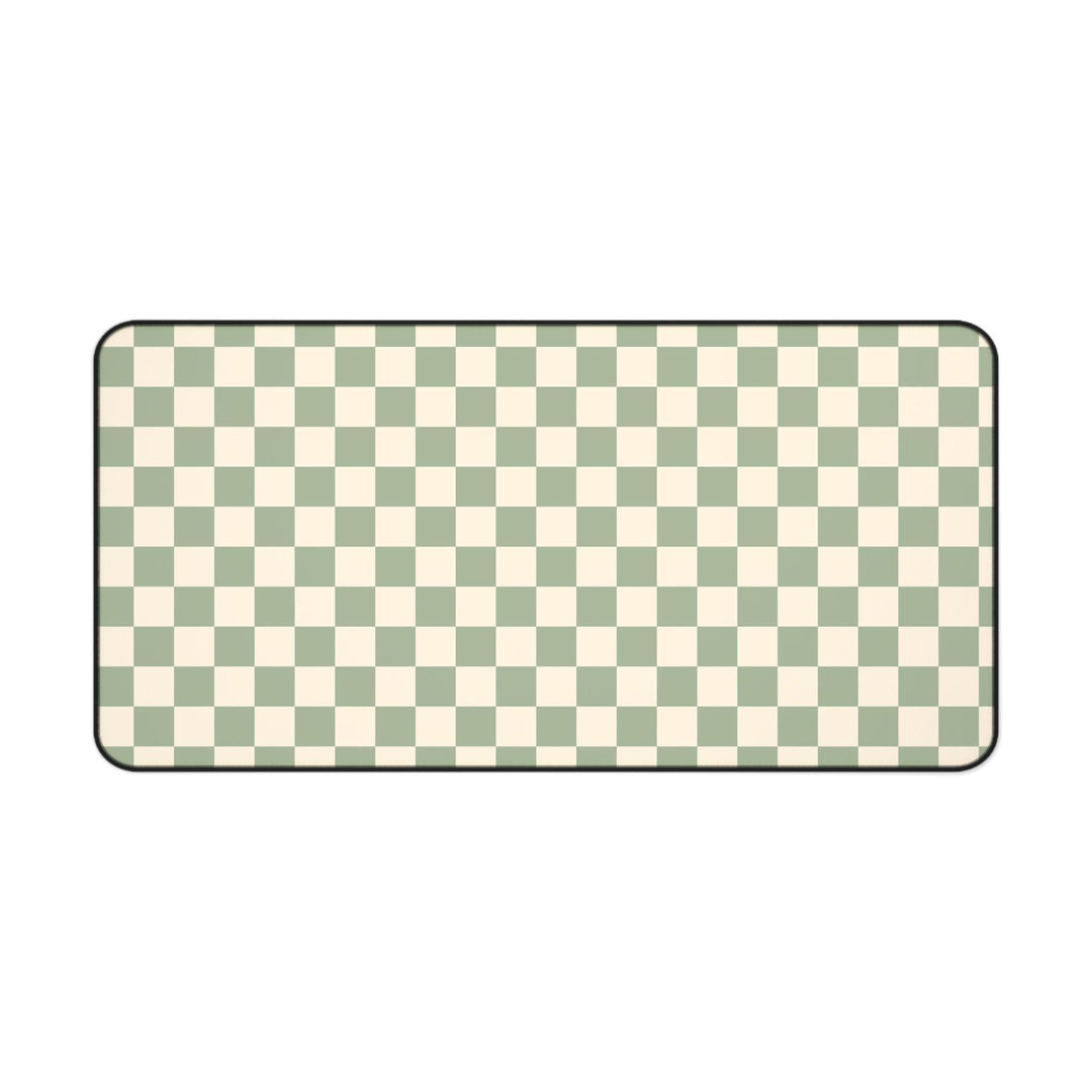 sage desk mat, green desk pad, checkered mat, office decor, home office mat, desk accessory, eco-friendly mat, geometric mat, desk mat green, pattern desk pad, work from home, minimal desk mat, trendy desk mat