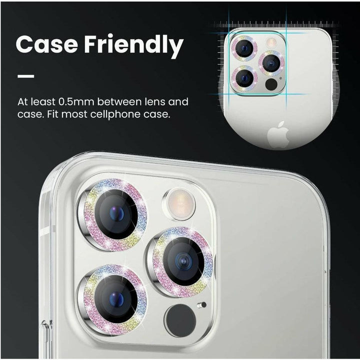 iPhone Camera Lens Protector tempered glass - Colorful Glitter - CASELIX