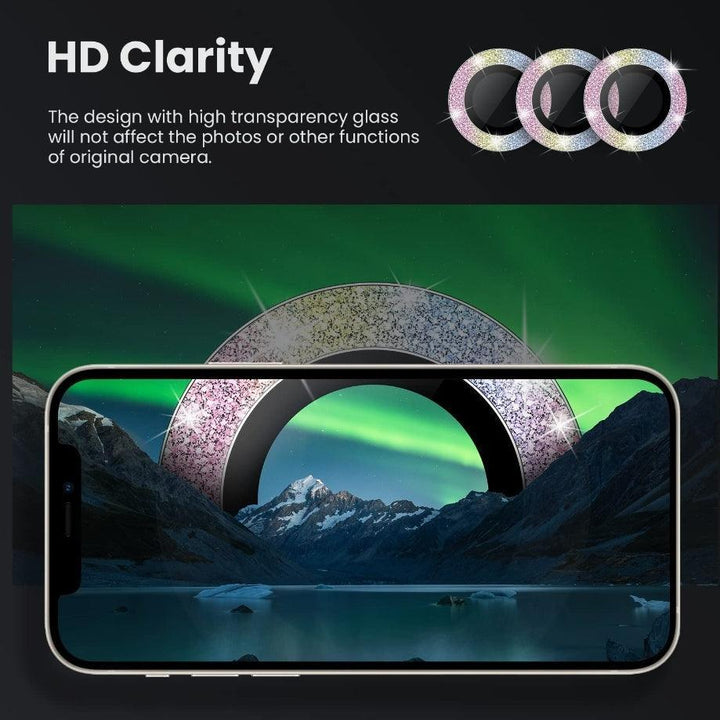 iPhone Camera Lens Protector tempered glass - Colorful Glitter - CASELIX