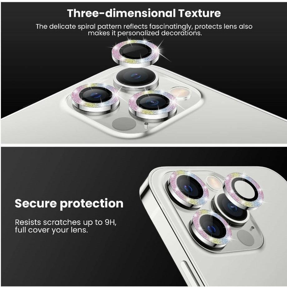 iPhone Camera Lens Protector tempered glass - Colorful Glitter - CASELIX